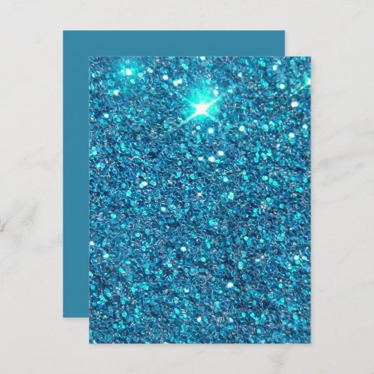 Extravagant Blue Glitter Shine Kaart (Voorkant / Achterkant)