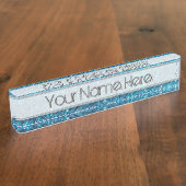Extravagant Blue Glitter Shine Naambordje (Zijkant)