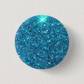Extravagant Blue Glitter Shine Ronde Button 3,2 Cm (Voorkant)