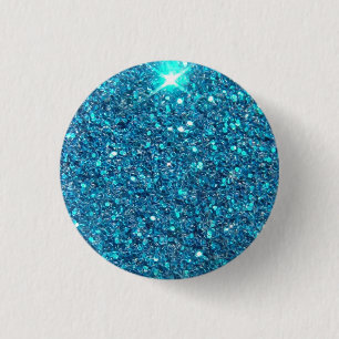 Extravagant Blue Glitter Shine Ronde Button 3,2 Cm