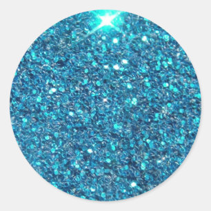 Extravagant Blue Glitter Shine Ronde Sticker