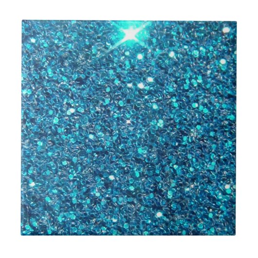 Extravagant Blue Glitter Shine Tegeltje (Voorkant)