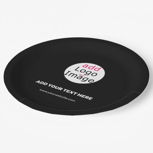 Extravagant Business Custom Logo Black Papieren Bordje (Gekanteld)