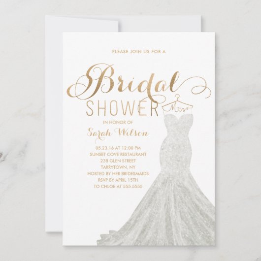 Extravagant Dress Gold | Bridal Shower-uitnodiging Kaart (Voorkant)