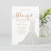 Extravagant Dress Gold | Bridal Shower-uitnodiging Kaart (Staand voorkant)