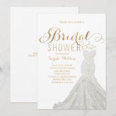 Extravagant Dress Gold | Bridal Shower-uitnodiging Kaart (Voorkant / Achterkant)