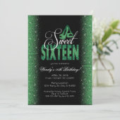Extravagant Emerald Sweet 16 Party Invitations Kaart (Staand voorkant)