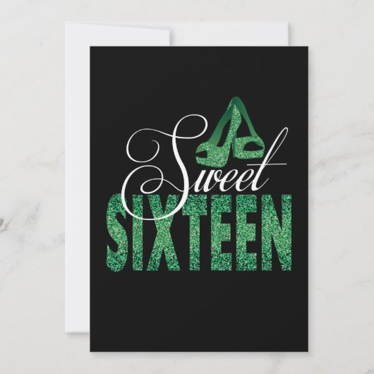 Extravagant Emerald Sweet 16 Party Invitations Kaart (Achterkant)