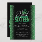 Extravagant Emerald Sweet 16 Party Invitations Kaart (Voorkant / Achterkant)