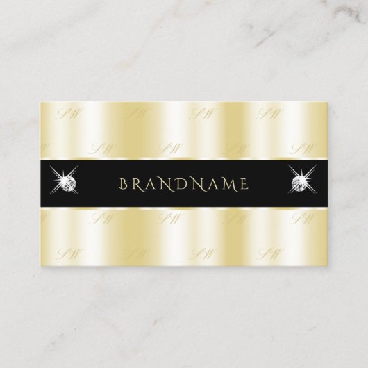 Extravagant Gold Black Sparging Diamonds Monogram Visitekaartje (Voorkant)