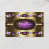 Extravagant Golden met Chic Paars Marble Pattern Visitekaartje (Voorkant)