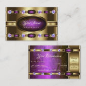 Extravagant Golden met Chic Paars Marble Pattern Visitekaartje (Voorkant / Achterkant)