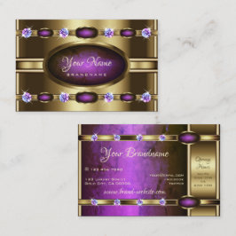 Extravagant Golden met Chic Paars Marble Pattern Visitekaartje