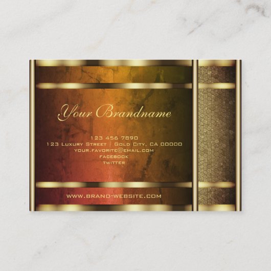 Extravagant Golden Snake Pattern Dark Red Marble Visitekaartje (Achterkant)