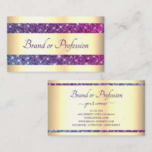 Extravagant goudeffect Paars glitter Sparkle Visitekaartje