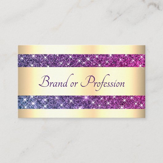 Extravagant goudeffect Paars glitter Sparkle Visitekaartje (Voorkant)