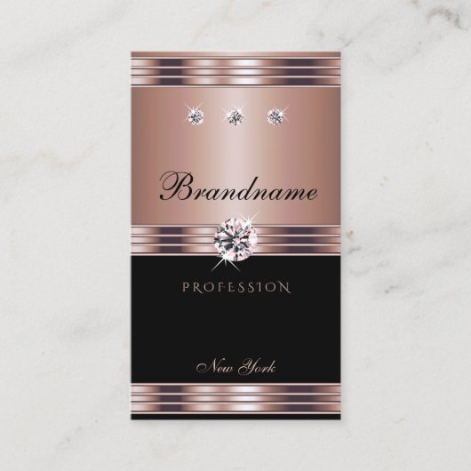 Extravagant Roos Gold Black Dazzling Rhinestonen Visitekaartje (Voorkant)