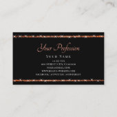 Extravagant Roos Gold Glitter Spark Stars op zwart Visitekaartje (Achterkant)