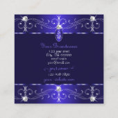 Extravagant Royal Blue  Ornamenten Initialen Vierkante Visitekaartje (Achterkant)