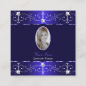 Extravagant Royal Blue  Ornamenten met foto Vierkante Visitekaartje (Voorkant)
