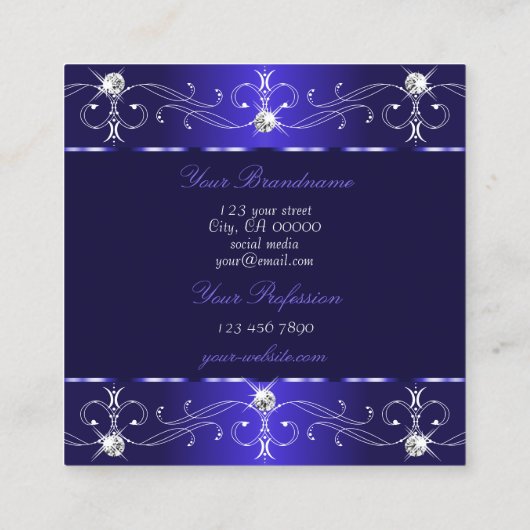 Extravagant Royal Blue  Ornamenten met foto Vierkante Visitekaartje (Achterkant)