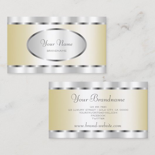 Extravagant Silver en Gold Effect Professional Visitekaartje (Voorkant / Achterkant)