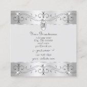 Extravagant Silver Grey Ornamenten Initialen Vierkante Visitekaartje (Achterkant)