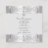 Extravagant Silver Grey Ornamenten Monogram Vierkante Visitekaartje (Achterkant)