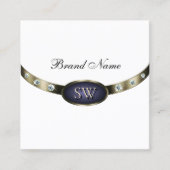 Extravagant Wit Blauw Zilver Chrome met Monogram Vierkante Visitekaartje (Voorkant)