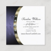 Extravagant Wit Blauw Zilver Chrome met Monogram Vierkante Visitekaartje (Achterkant)