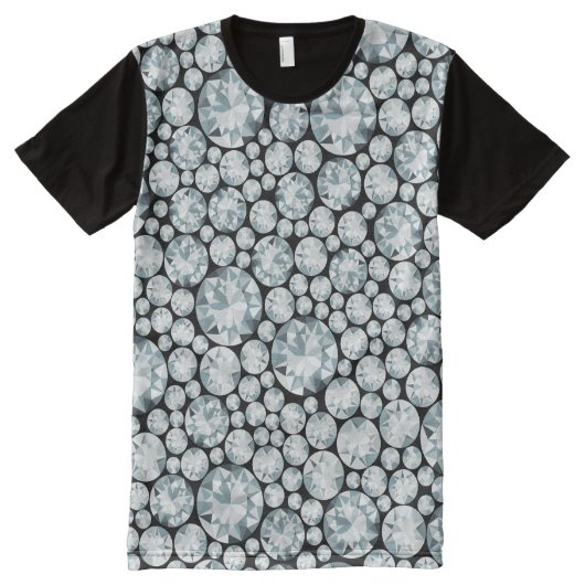 Extravagant wit diamantpatroon All-Over-Print t-shirt (Voorkant)