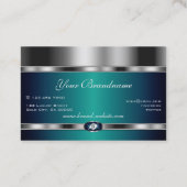 Extravagant, zilver en blauw met Faux Rhinestones Visitekaartje (Achterkant)