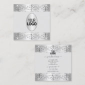 Extravagant Zilver Grijze  Ornamenten met Logo Vierkante Visitekaartje (Voorkant / Achterkant)