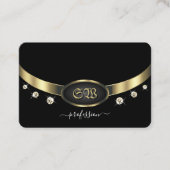Extravagant zwart-goudmonogram en diamanten visitekaartje (Voorkant)