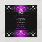 Extravagant zwarte Paarse Ornamenten Voeg Logo to Vierkante Visitekaartje (Achterkant)