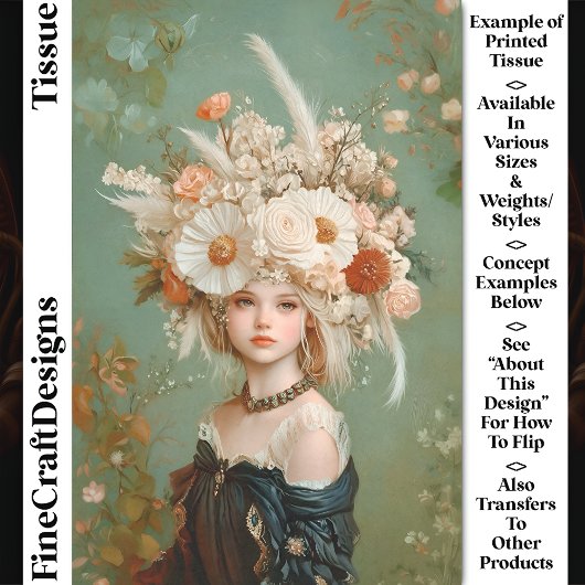 Extravagante Bloemen Hoofdtooi, Vrouw CN9 Decoupag Tissuepapier