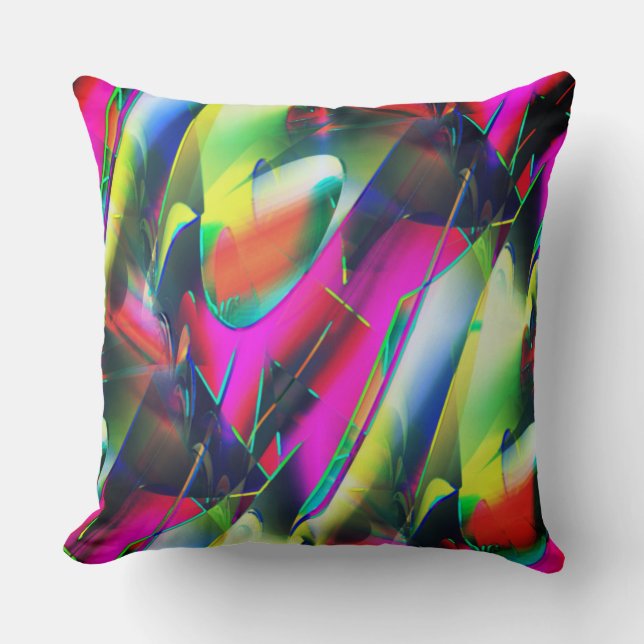 Extravagante kleuren van abstracte en showvormen kussen (Voorkant)