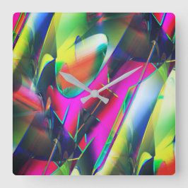 Extravagante kleuren van abstracte en showvormen vierkante klok