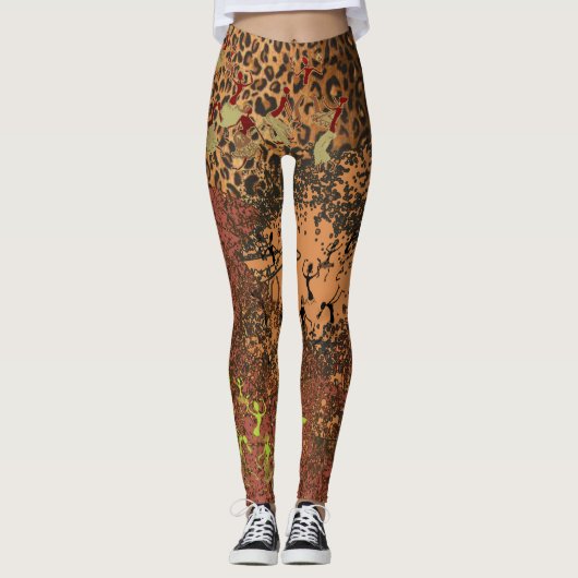Extravagante Leggings Afrikaanse luipaard (Voorkant)