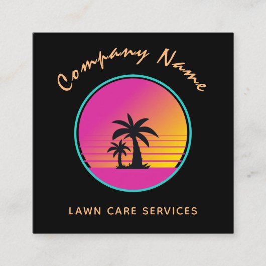 Extravagante Palm Tree Sunset Exotic Landscaping Vierkante Visitekaartje (Voorkant)