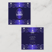Extravagante Royal Blue  Ornamenten met Logo Vierkante Visitekaartje (Voorkant / Achterkant)