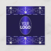Extravagante Royal Blue  Ornamenten met Logo Vierkante Visitekaartje (Voorkant)