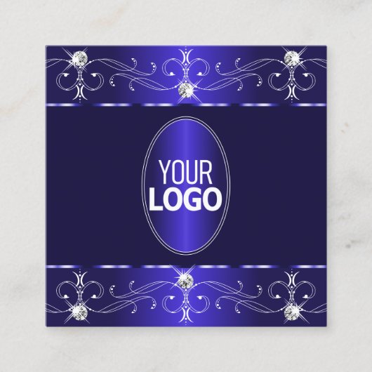 Extravagante Royal Blue  Ornamenten met Logo Vierkante Visitekaartje (Voorkant)