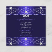 Extravagante Royal Blue  Ornamenten met Logo Vierkante Visitekaartje (Achterkant)
