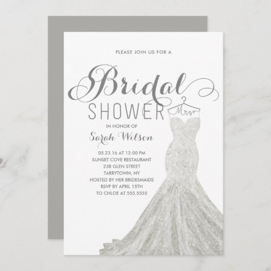 Extravagante witte jurk | Uitnodiging voor bruidsd (Voorkant / Achterkant)