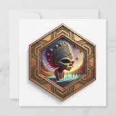 Extreem fantasiebeeld van alien in zwembad save the date (Achterkant)