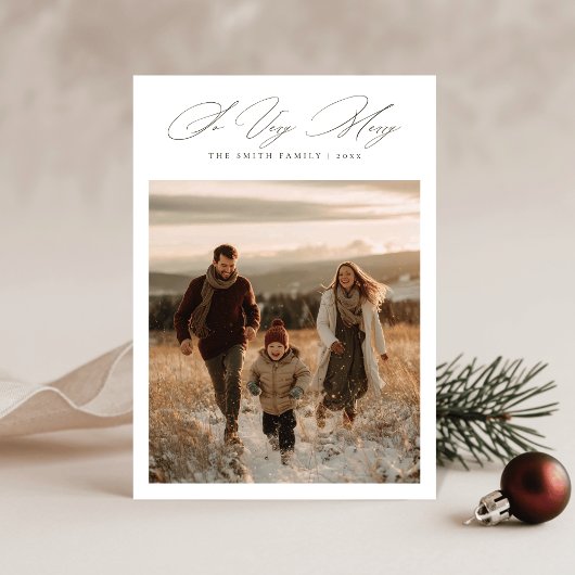 Extreem Kerstelijke Elegante Script Sneeuwige Fami Feestdagenkaart