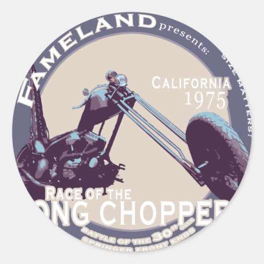 Extreem lange  CHOPPER-motorfiets Ronde Sticker (Voorkant)