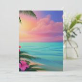 Extreem realistisch afgelegen tropisch strand, met bedankkaart (Staand voorkant)