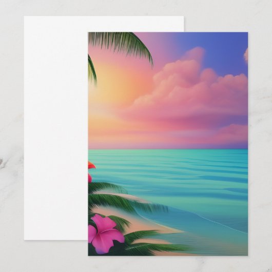 Extreem realistisch afgelegen tropisch strand, met bedankkaart (Voorkant / Achterkant)